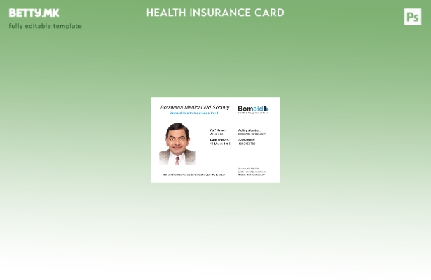 Модерен стил Шаблон за картичка за здравствено осигурување во Боцвана